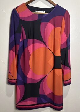 Trina Turk Mini Dress Colorful Abstract 70's Boho Womens Size 4